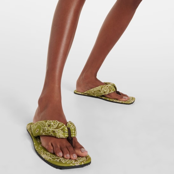 The Attico Indie Bandana Printed Thong Sandals Flip Flops Green Size 11 41 NWT - Picture 3 of 8